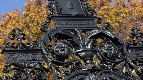 A close-up of a Harvard gate