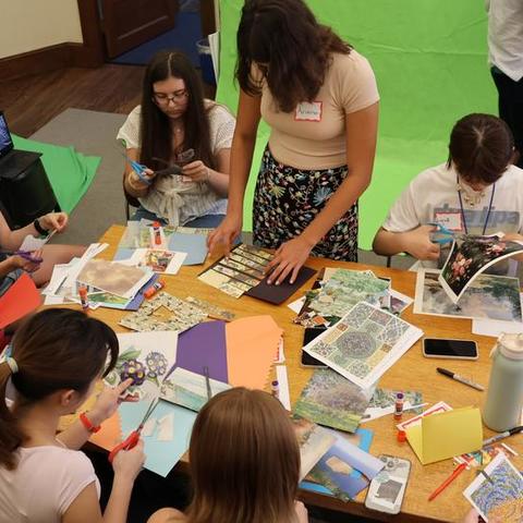 Students during an arts activity during the first-year art program.