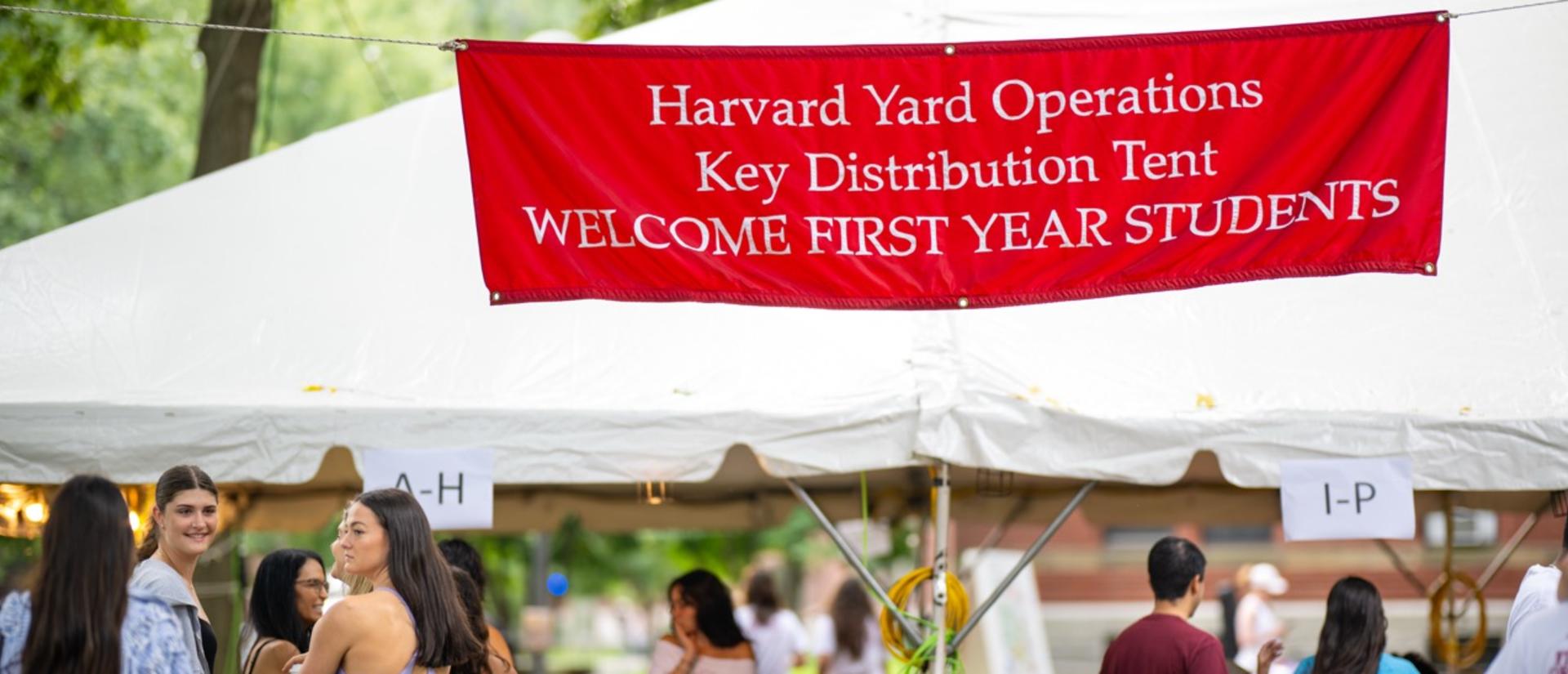 Yard Operations tent in the Yard on first-year move-in day.
